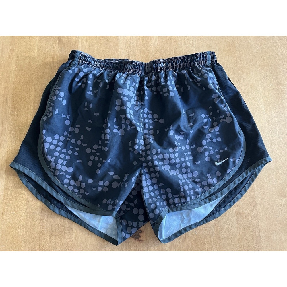 Nike Womens Running Shorts Black Grey Dot Pattern Dri-FIT Athletic Sizeβ S Small